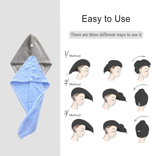 2 Pack Women Microfiber Hair Drying Towel Wrap