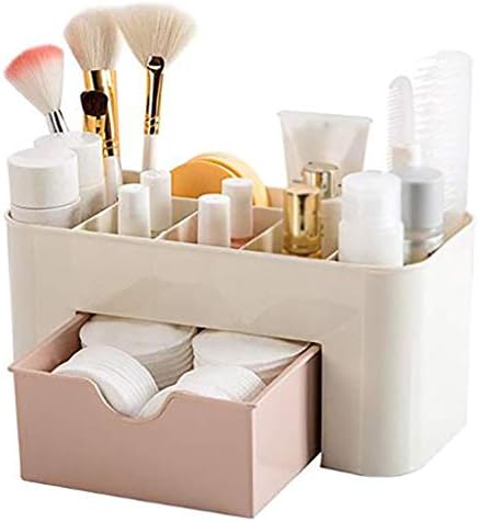 BCDlily Cosmetic Organizer with Drawer and Compartments Pink 1