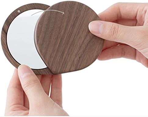VinAmy Portable Makeup Mirror with Peach Wood Frame