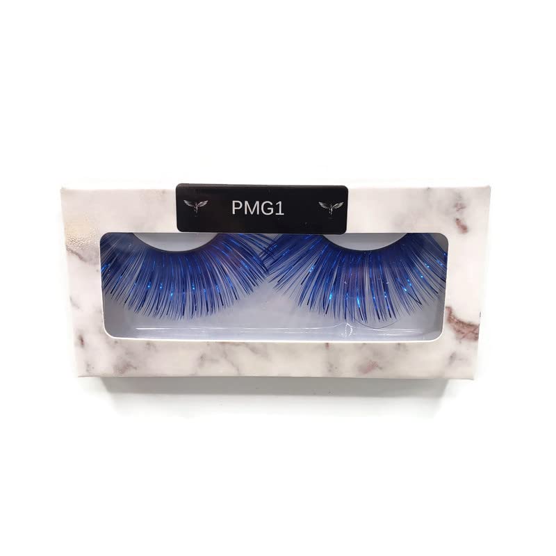 Colorful Tinsel Dramatic False Eyelashes Blue 1