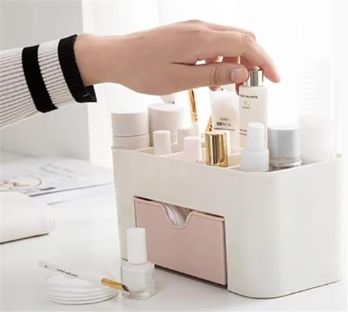 Pink Stackable Cosmetic Storage Organizer with Drawer
