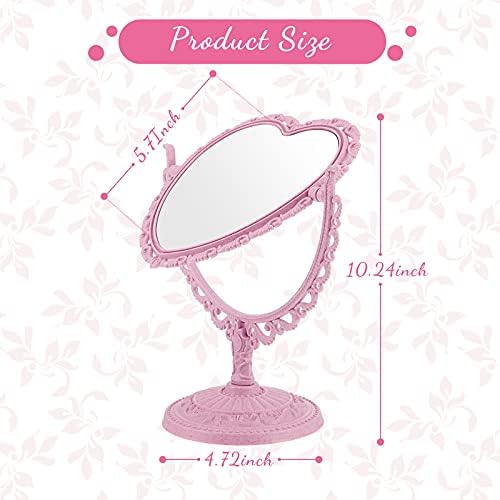 CHENGU Heart-Shaped Mirror 8 Combs Hair Styling Set Pink