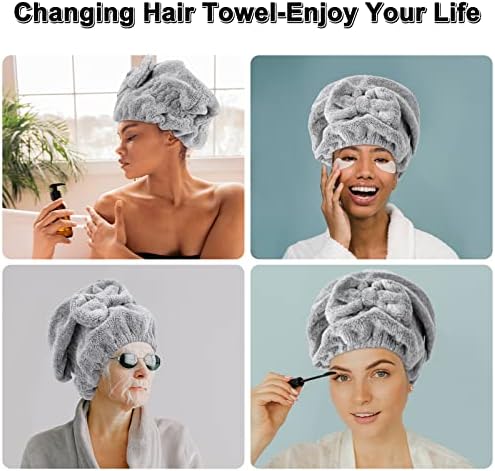 2 Pack Microfiber Towel Caps with 2 Combs for Curly Hair