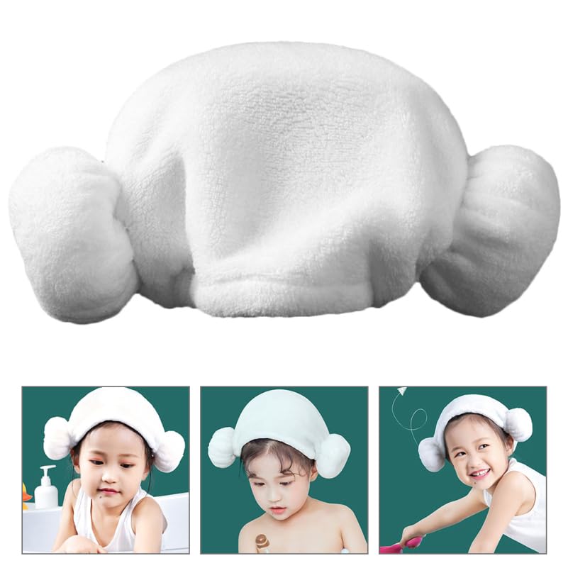BIUDECO Quick Drying Cotton Hair Towel Hat for Kids with Heart Pattern