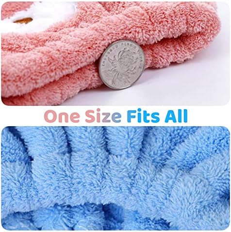 2PCS Cute Bear Dry Hair Caps for Women Girls Kids