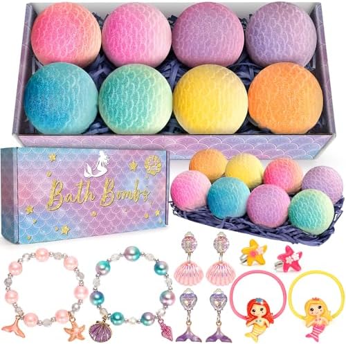 Ellinjan Mermaid Bath Bombs for Kids 8PCS Surprise Toys