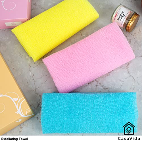 CASAVIDA Exfoliating Washcloth 3 Pack for Shower and Back Massage