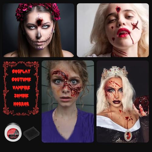 Js2U ZW Vampire Makeup Kit with Fake Teeth and Blood Effects