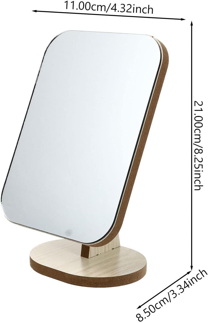 JOEBO Wooden Rotating Desktop Makeup Mirror
