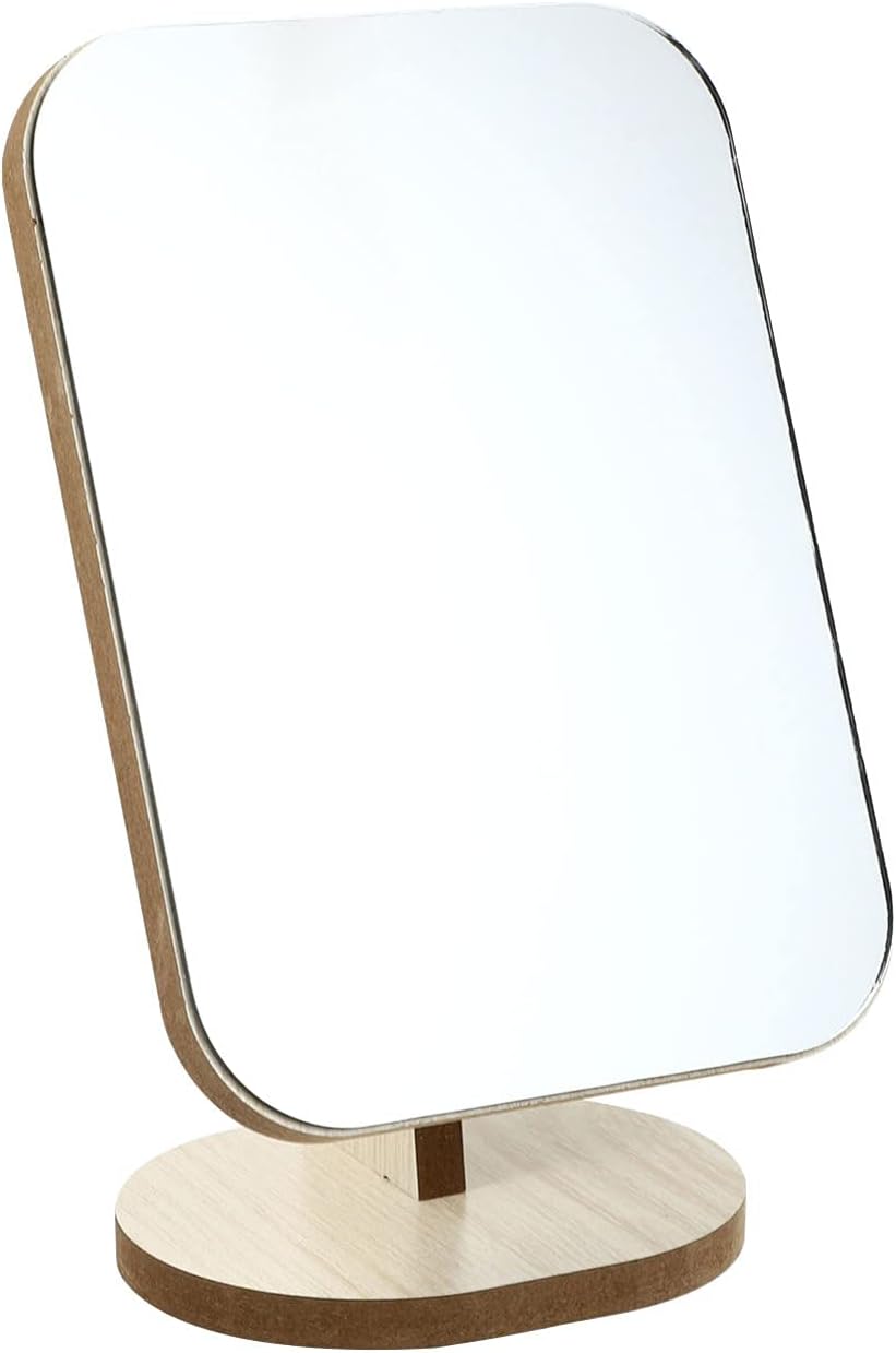 JOEBO Wooden Rotating Desktop Makeup Mirror