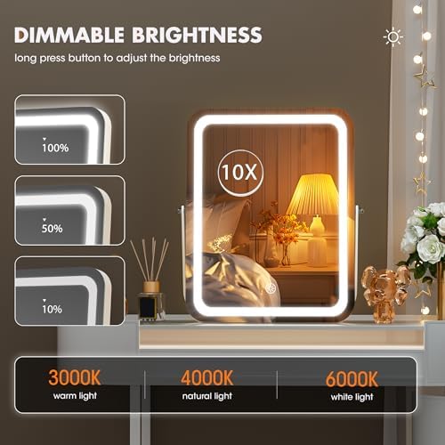 Hasipu Vanity Mirror with 3 Modes and 360 Rotation