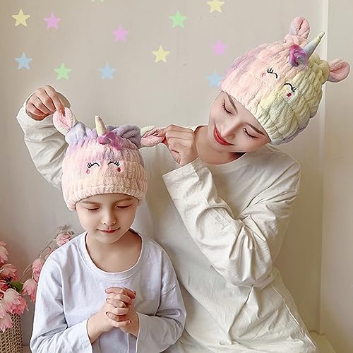 LCBD Microfiber Hair Towel Wrap for Kids Unicorn Design