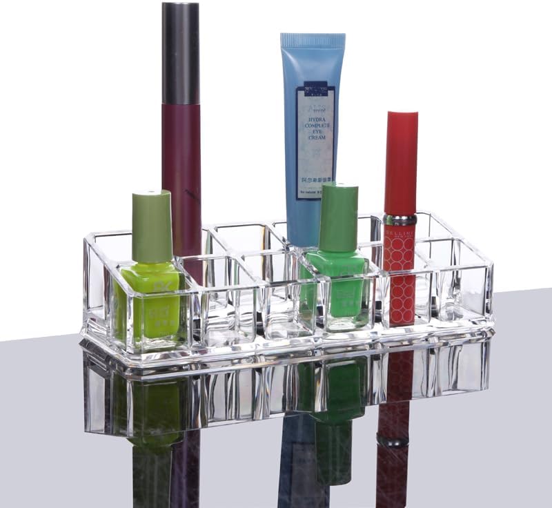 Yakri Clear Acrylic Cosmetic Display Stand with 12 Compartments