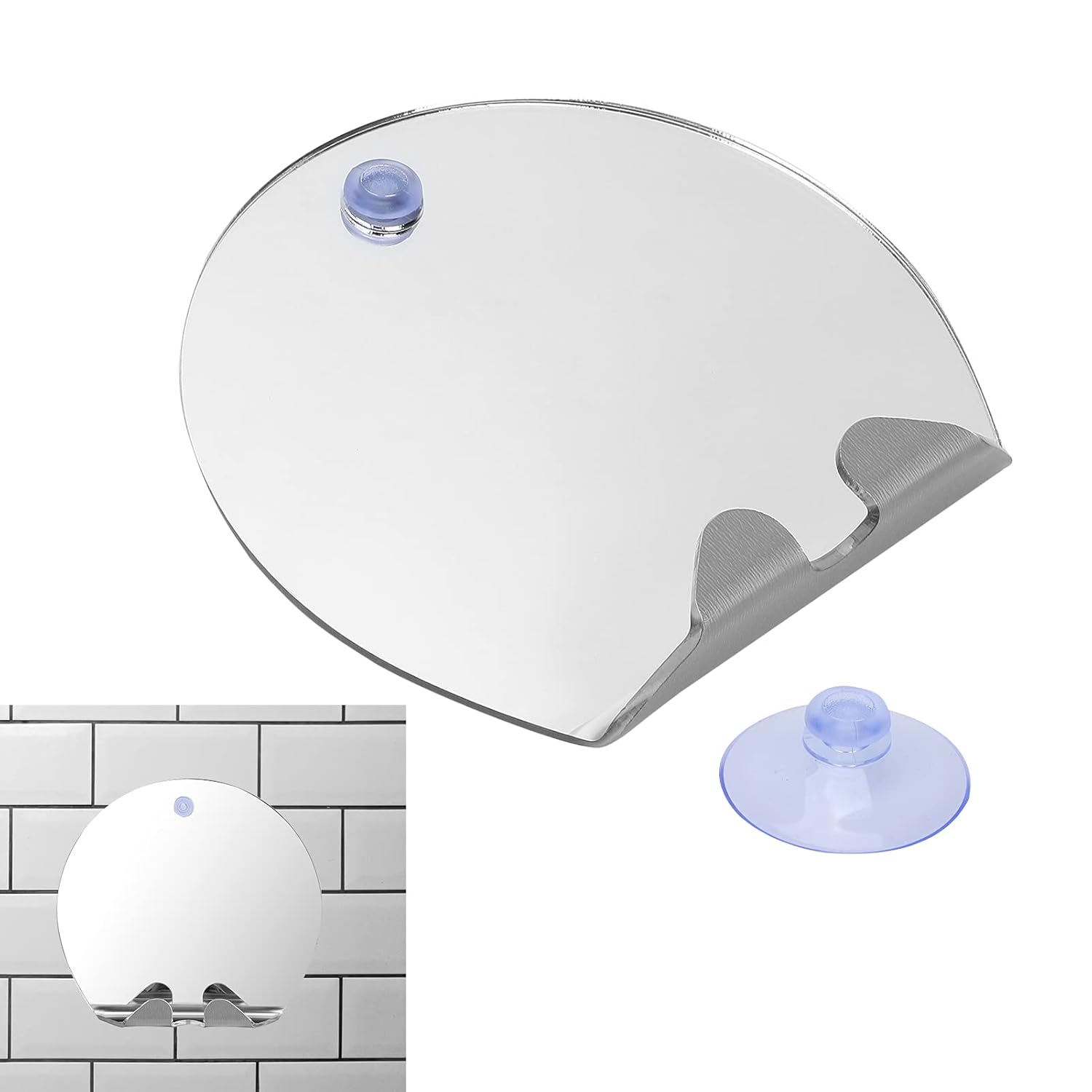 Fogless Round Shower Mirror with Suction Hook