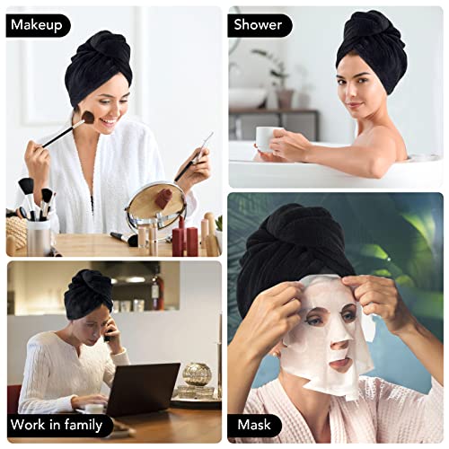 SINLAND Microfiber Hair Drying Cap 3 Pack Black