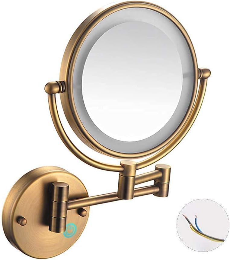 DEIHGE 10X Magnification Wall Mounted Makeup Mirror with LED Lighting