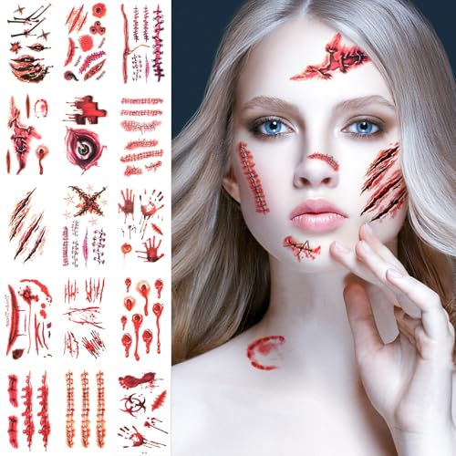 TsuperU Halloween Scar Tattoos Fake Wounds Sticker