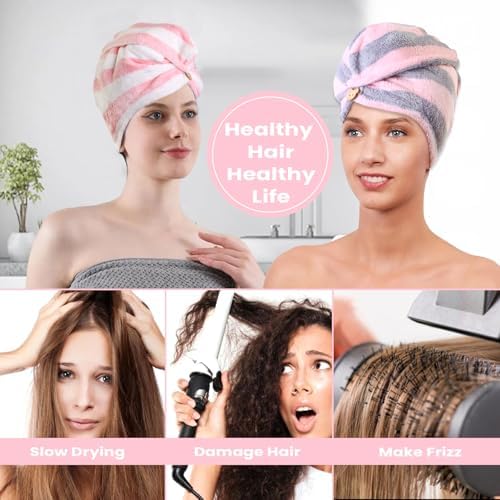 3 Pack Microfiber Hair Towel Wrap for Women 1