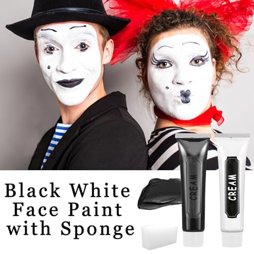 2PCS White Black Face Body Paint Kit for Halloween Costume SFX Makeup