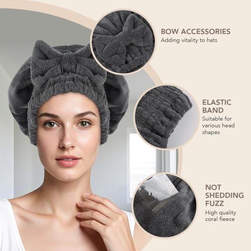 SUNLAND 2 Pack Large Microfiber Hair Drying Caps