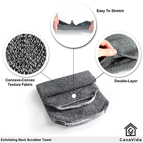 CASAVIDA 2 Pack Back Scrubber Towel for Shower Exfoliation