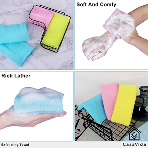CASAVIDA Exfoliating Washcloth 3 Pack for Shower and Back Massage