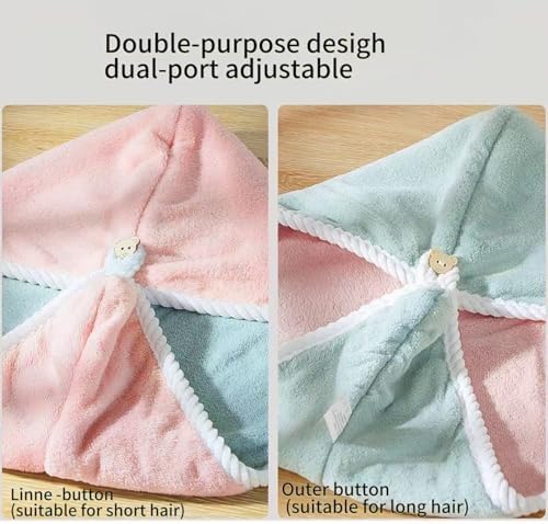 XPZKAIYUE Microfiber Hair Towel Wrap for Women and Kids Pink Green