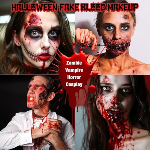 Qawnfy 2PCS Halloween Fake Blood Kit Realistic Washable