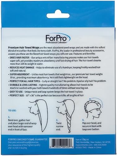 ForPro Premium Microfiber Hair Towel Wrap 2-Pack 1