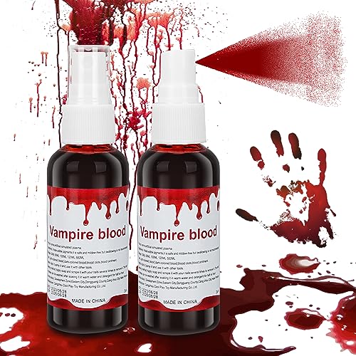 2 Pack Fake Blood Spray for Halloween Costume and Makeup