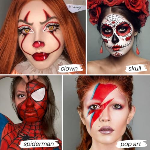 DELANCI Red Halloween Goth Clown Face Paint