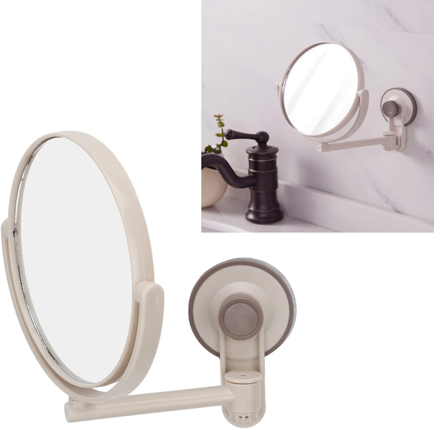 YUYTE Foldable Double Sided Wall Vanity Mirror Lighted Makeup Mirror