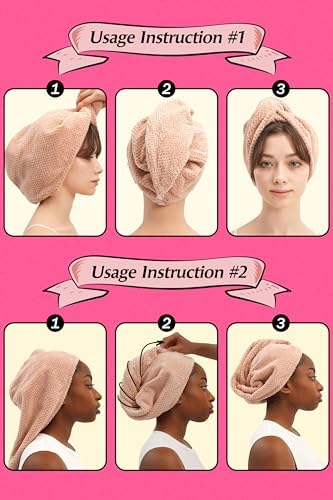 Wrap Roll Microfiber Hair Towel - Pink