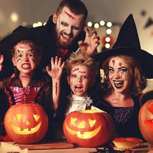 30 Sheets Fake Scars Temporary Tattoos for Halloween Costume