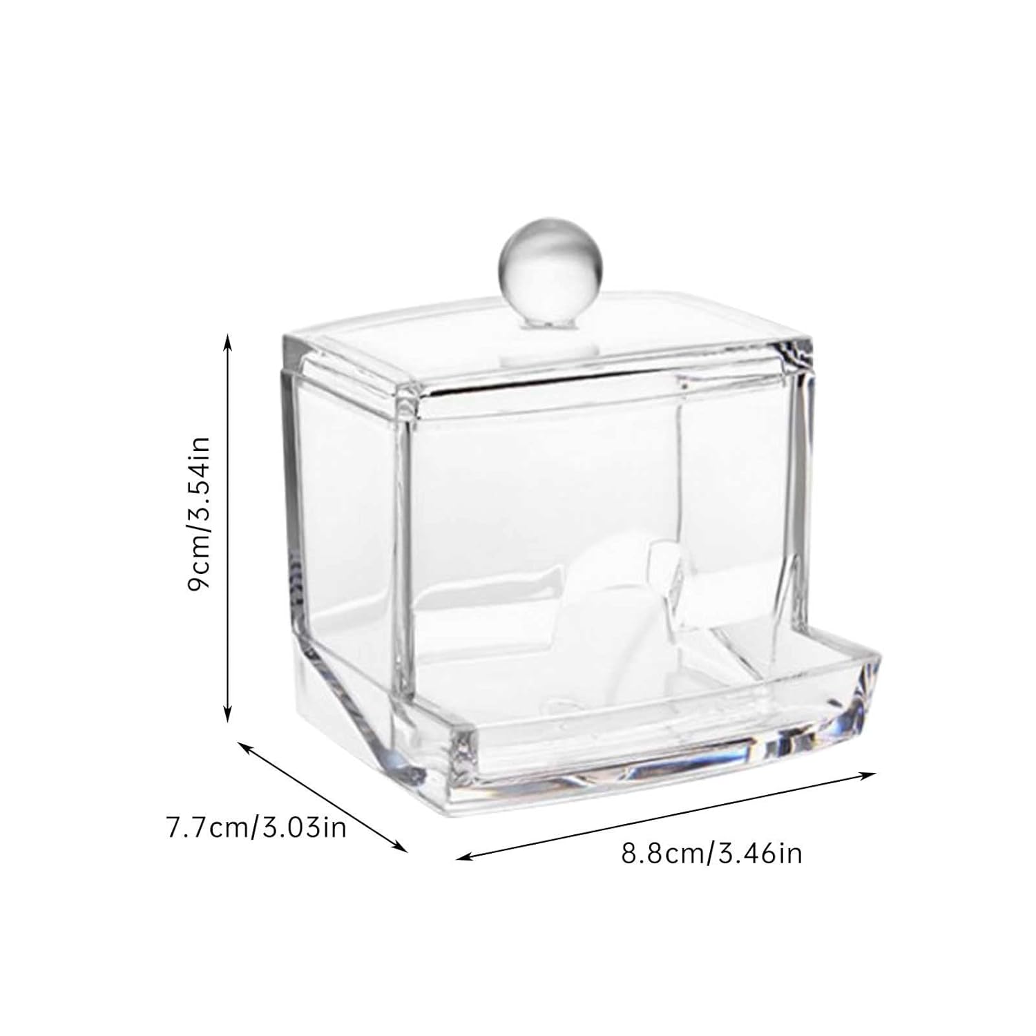 Clear Acrylic Storage Holder for Cotton Swabs and Makeup Accessories