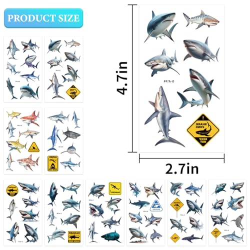 JoyfulGlam Shark Temporary Tattoo Stickers for Kids