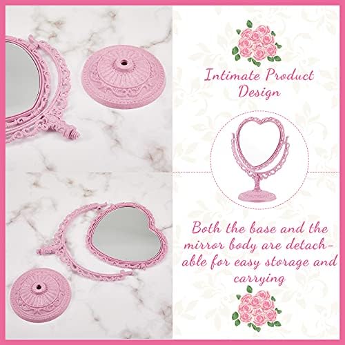 CHENGU Heart-Shaped Mirror 8 Combs Hair Styling Set Pink