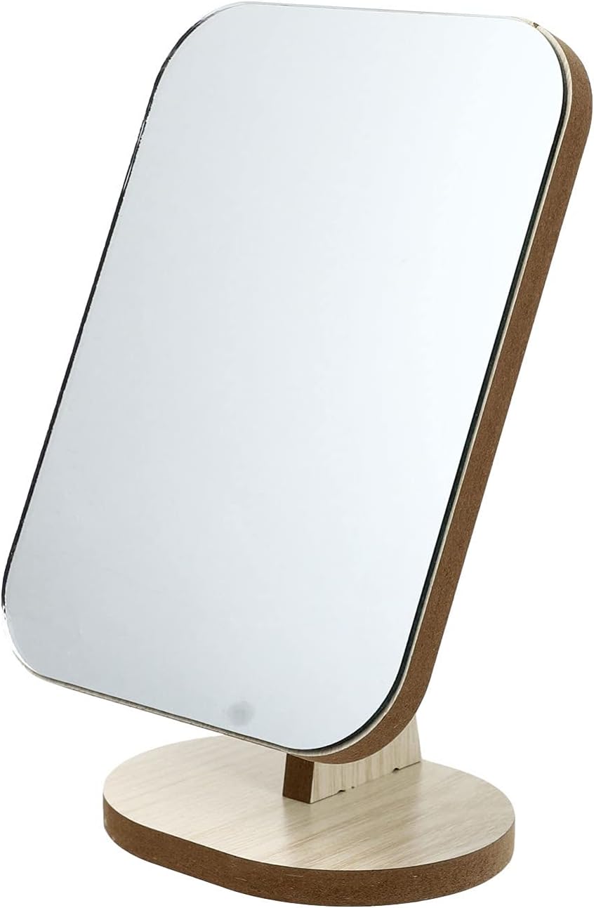 JOEBO Wooden Rotating Desktop Makeup Mirror