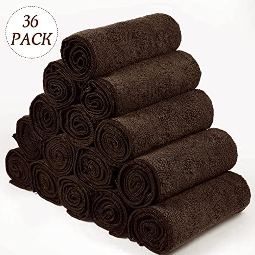36 Pack Bleach Proof Microfiber Salon Towels 16x28 Inches Coffee