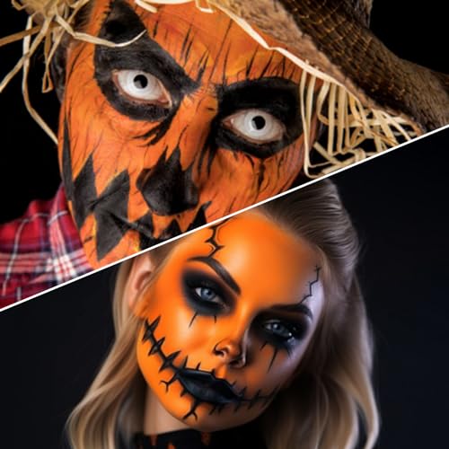 BOBISUKA Pumpkin Face Paint Halloween Makeup Kit for Kids Adults
