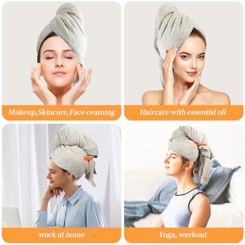Oerbios Large Microfiber Hair Towel Wrap with Elastic Strap