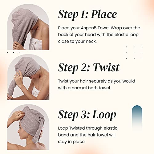 Aspen5 Extra Large Waffle Cotton Hair Towel Wrap Grey