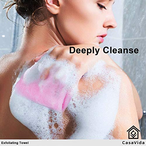 CASAVIDA Exfoliating Washcloth 3 Pack for Shower and Back Massage