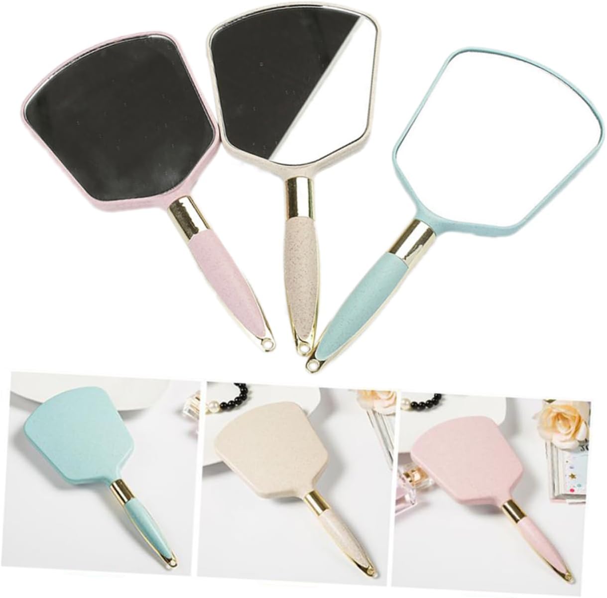 SOIMISS Handheld Mirror with Ergonomic Handle for Travel and Bathroom Use