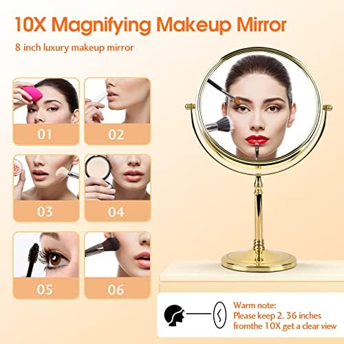 Ohotecy 8 Inch 1X10X Double-Sided Swivel Makeup Mirror Chrome Finish