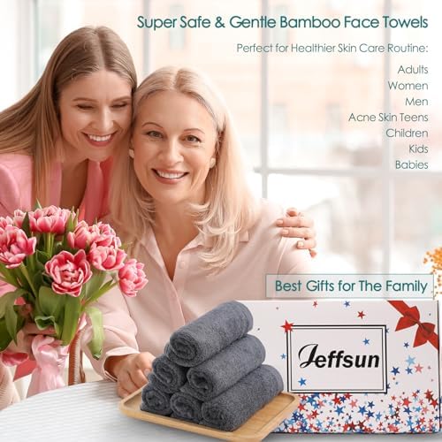 JEFFSUN 6 Pack Face Washcloths 2 Pack Hair Drying Towels