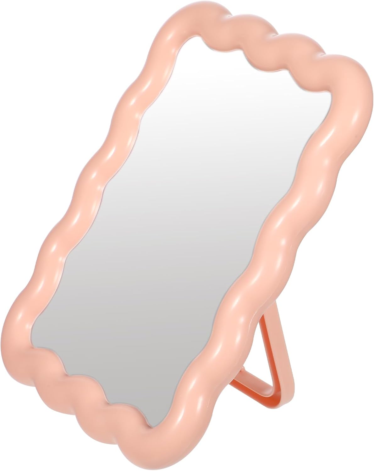 Pink Wave Shaped Portable Makeup Mirror