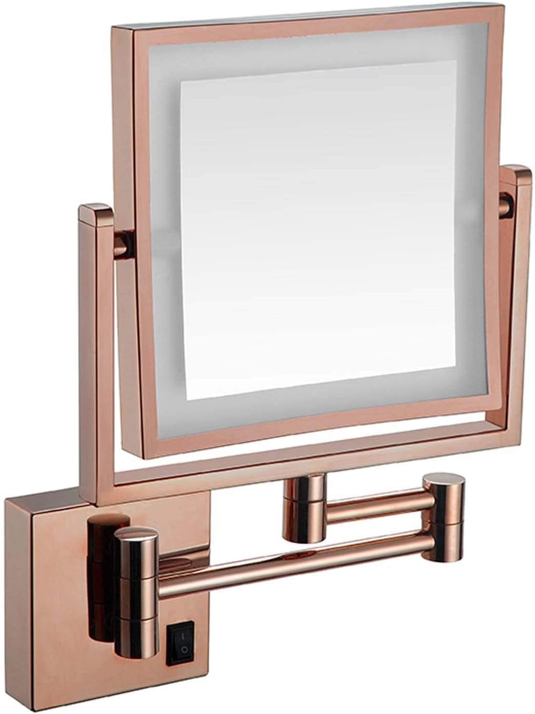 8 Inch LED Wall Mounted Makeup Mirror with 3X Magnifying - Rose Gold