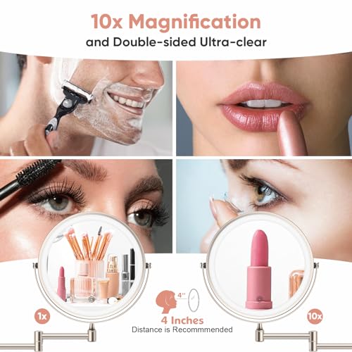 FASCINATE Rechargeable Wall Mirror with Lights and 10X Magnification