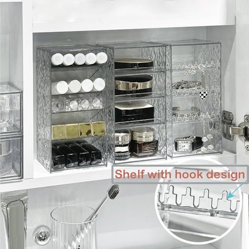 Himilucky Jewelry Organizer with 3 Shelves and Hooks 1